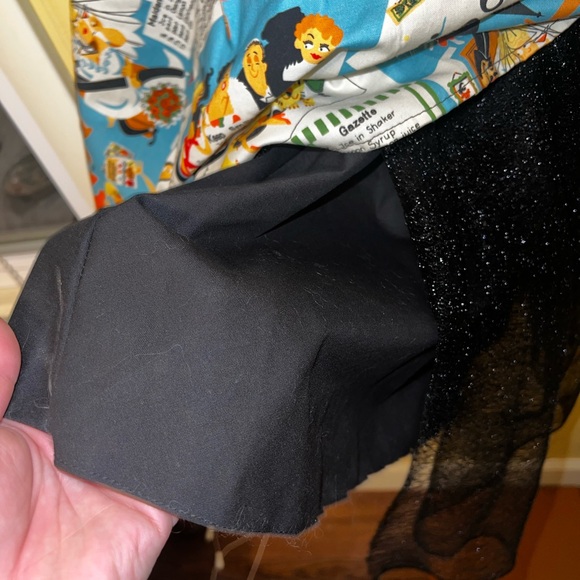 Vintage Cocktail Recipes Apron Black Sequins Lace & Sheer Trim - Picture 13 of 13